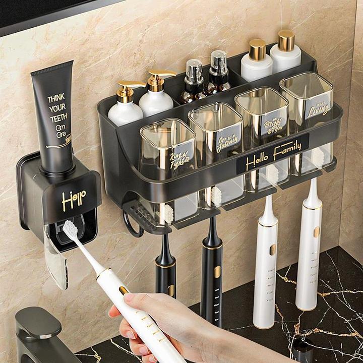 牙刷置物架免打孔刷牙杯漱口杯挂墙架子壁挂式卫生间牙刷架牙膏器