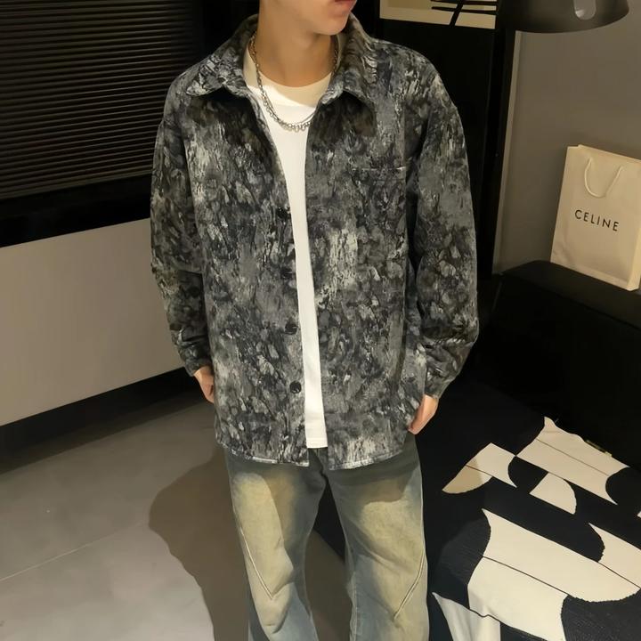 高级感雪花绒加厚夹克外套2024新款男士秋冬潮牌宽松翻领痞帅上衣