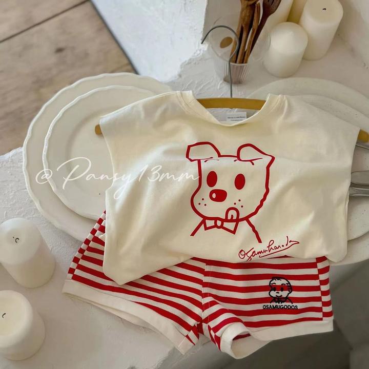 纯棉夏季儿童背心套装男童款女童宽松短裤宝宝休闲运动两件套短袖