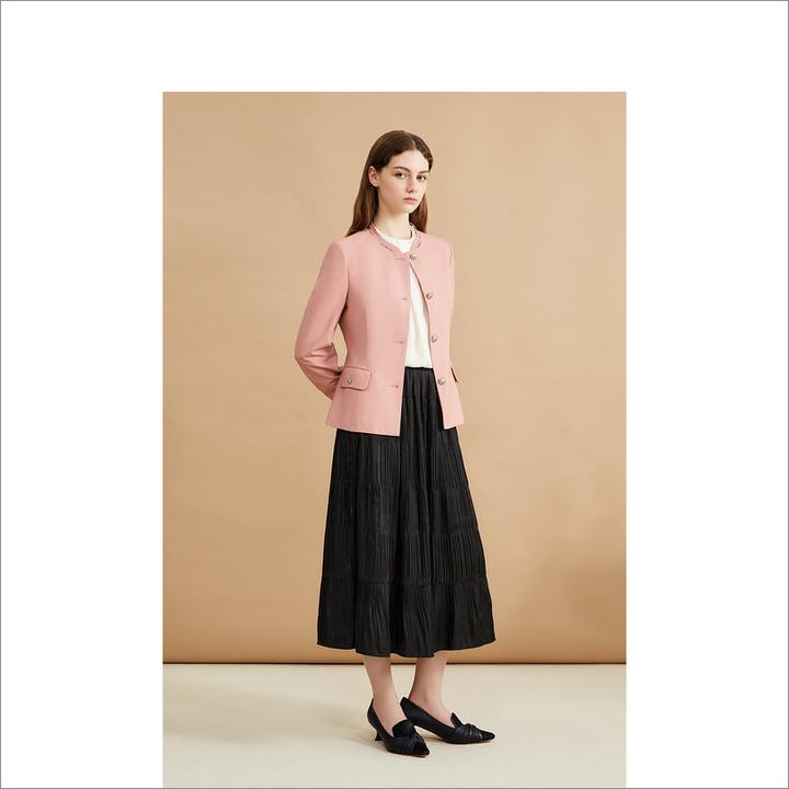 YINER音儿专选镂空领绵羊皮复古多色皮衣时尚外套8C64309026