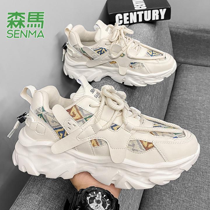 SENMA/森马男鞋秋冬高级感百搭休闲运动鞋跑步防滑厚底增高老爹鞋