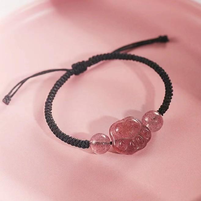 非金属布艺手链 猫爪手链饰品小众情侣手串手饰女款编织绳手绳