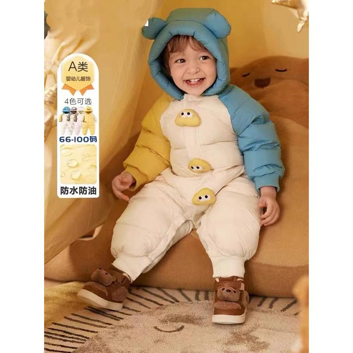 巴拉优选反季折扣婴儿连体衣羽绒服男童2024新款女童秋冬加厚哈衣