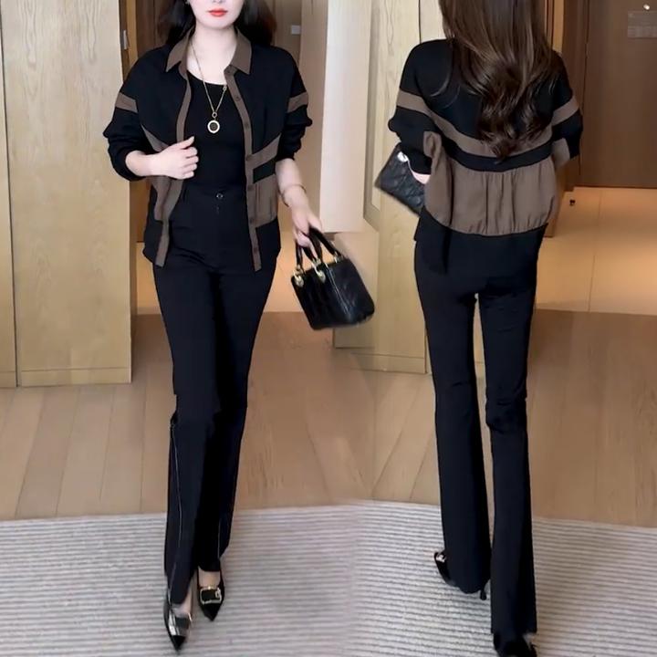 时尚设计感拼接外套女2024年秋季新款时尚洋气宽松小个子显瘦上衣