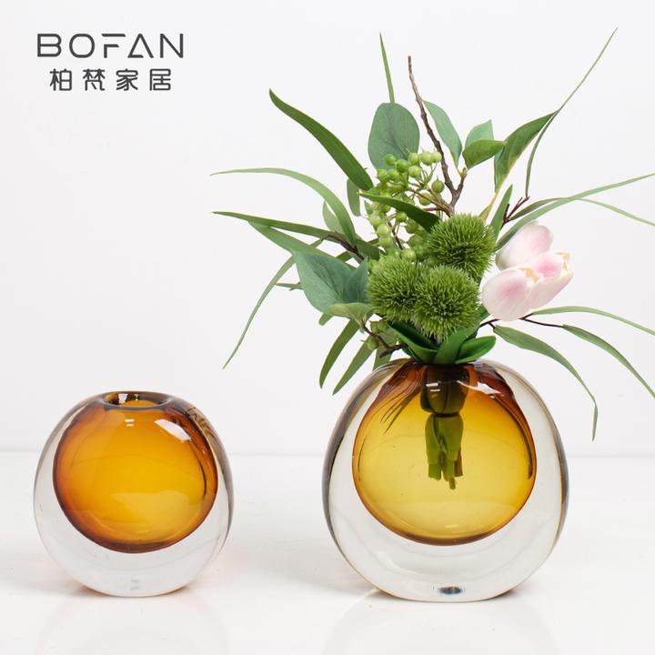 bofan/柏梵【纳瓦霍日光】轻奢彩色琉璃简约花瓶高档餐桌琉璃小摆件