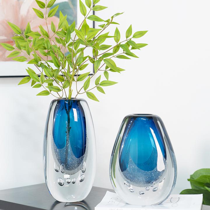 bofan/柏梵【气泡海洋蓝】色彩琉璃花瓶精致现代玄关电视柜轻奢摆件