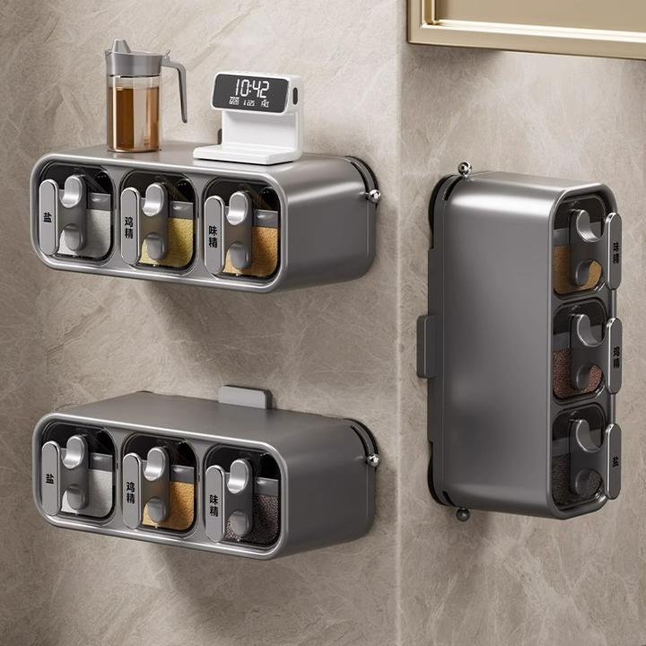 优勤吸盘调料品置物架厨房用品多功能架子收纳壁挂免打孔调料墙上