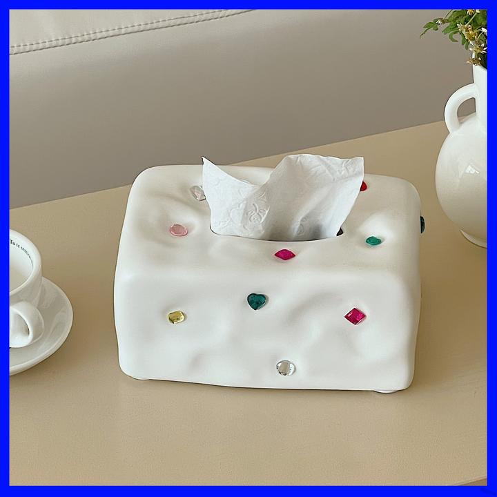 创意高档纸巾盒客厅ins轻奢奶油风网红桌面简约陶瓷餐巾纸抽纸PN