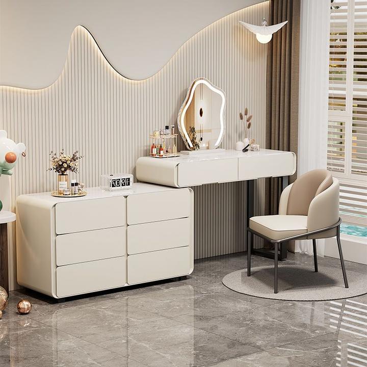 主卧全实木奶油风梳妆台卧室斗柜一体化妆台现代简约小户型化妆桌