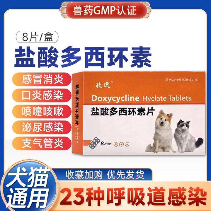 养殖场宠物盐酸多西环素猫咪狗狗感冒消炎打喷嚏咳嗽猫犬尿路感染