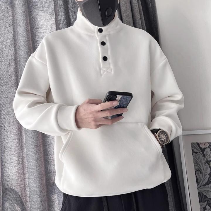 仓石一树高领立领卫衣男款2025秋冬加绒双面奥利绒长袖内搭打底衫