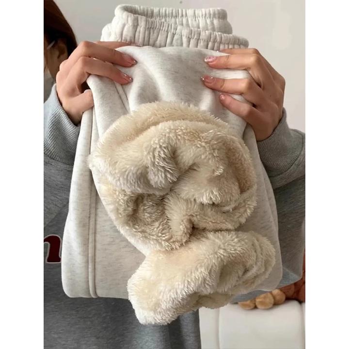 冬季羊羔绒裤子男款潮流加绒加厚保暖棉裤青少年束脚痞帅休闲卫裤