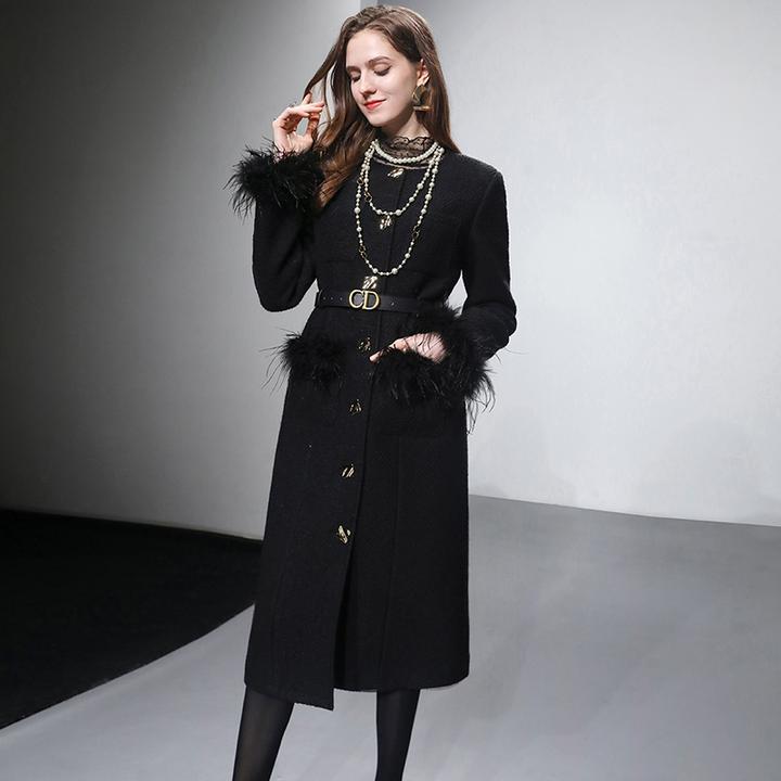 达菲时尚时尚可拆设计羊毛花呢大衣外套鹅绒服QC32737-9