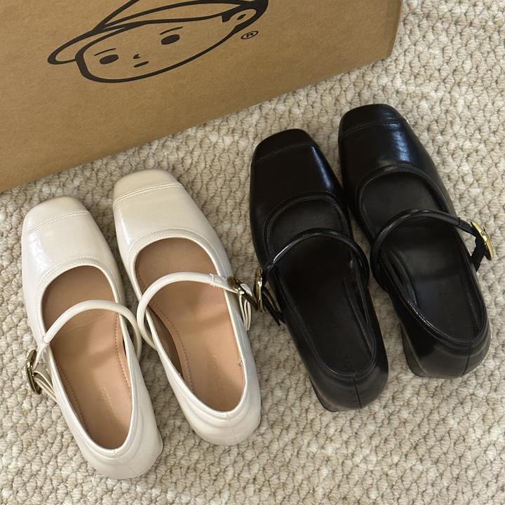 晚睡兰·内增高7cm单鞋女一字扣带气质方头小个子玛丽珍芭蕾高跟鞋