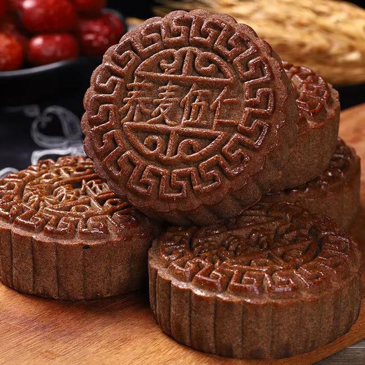 荞麦月饼伍仁苏子黑芝麻无蔗糖粗粮月饼中秋传统广式糕点批发