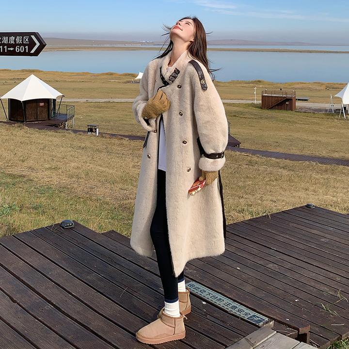 轻奢复古显瘦气质仿皮草兔毛水貂绒羊羔毛外套女冬新款中长款加厚