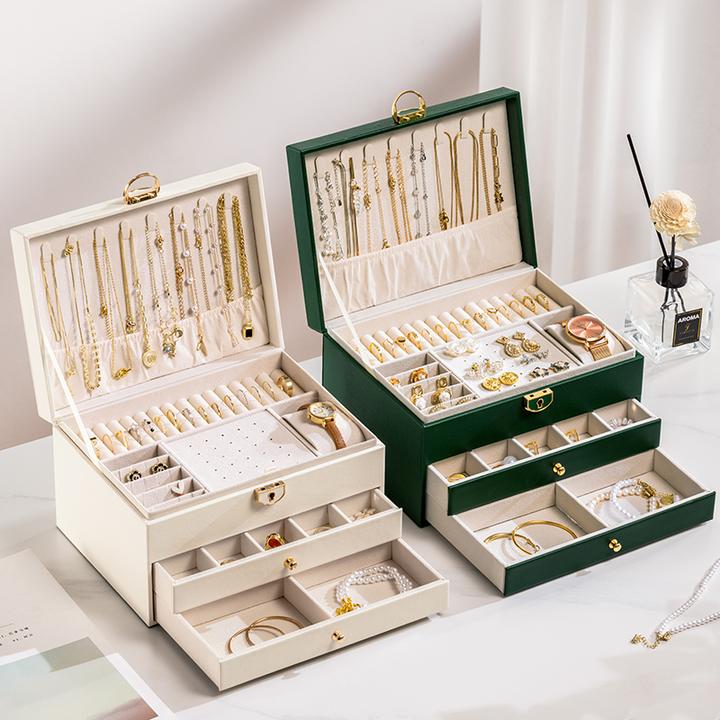 优勤轻奢首饰收纳盒高档项链耳环耳钉黄金饰品盒子高级大容量多层