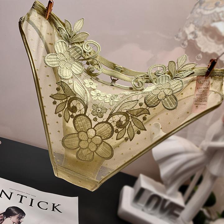 法式时尚性感轻奢蕾丝内裤女立体花朵柔软浪漫网纱刺绣镂空三角裤