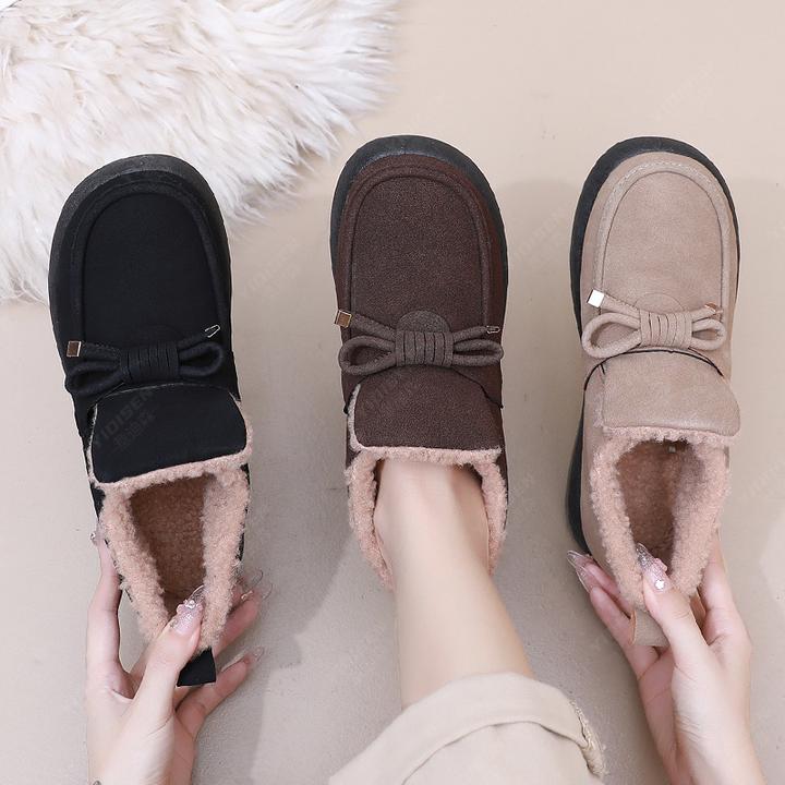 冬季老北京布鞋女棉鞋加绒保暖平底休闲豆豆鞋防滑一脚蹬妈妈鞋