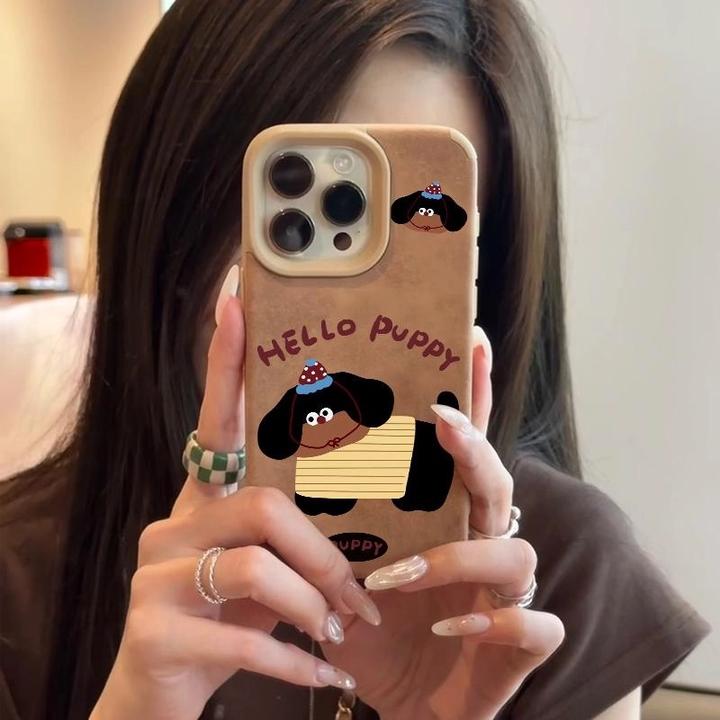 生日帽小狗小猫贴皮适用苹果16promax手机壳iPhone15小众14高级13