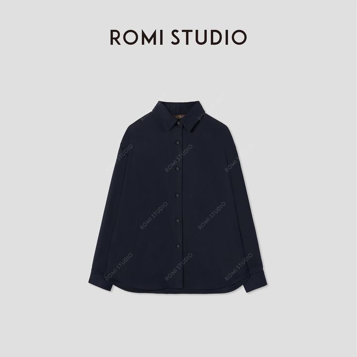 ROMI STUDIO“极简随性” 精纺绵羊毛混纺落肩小翻领衬衣 431C8095