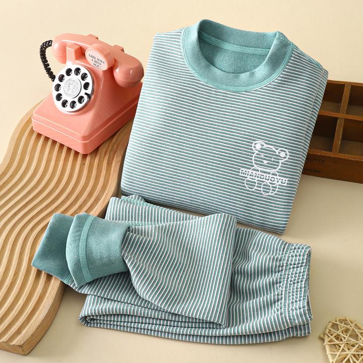 儿童保暖内衣加厚圆领宝宝秋衣秋裤套装小孩德绒打底学生冬季衬衣