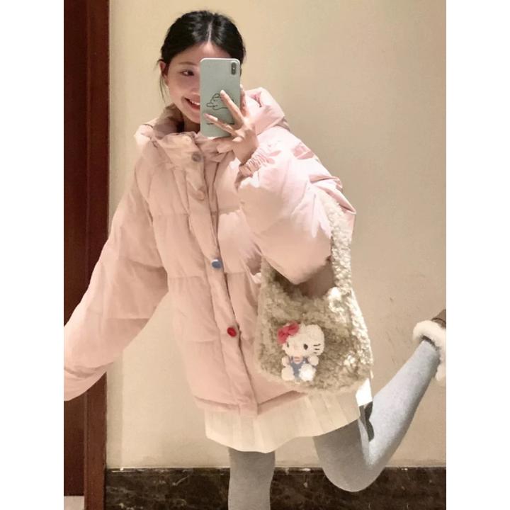 彩扣韩版棉服外套女冬季2025年秋冬新款棉衣保暖面包服