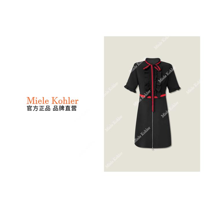 新款高档时尚连衣裙收腰显瘦中长裙子MKOKQ8055-1【澳门小源同款】