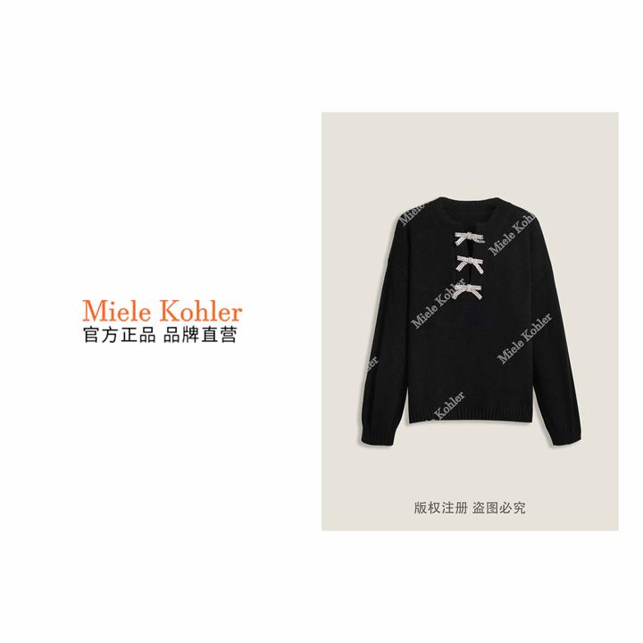 秋冬新款设计感蝴蝶结装饰百搭女毛衣MKKQ38157-5【澳门小源同款】