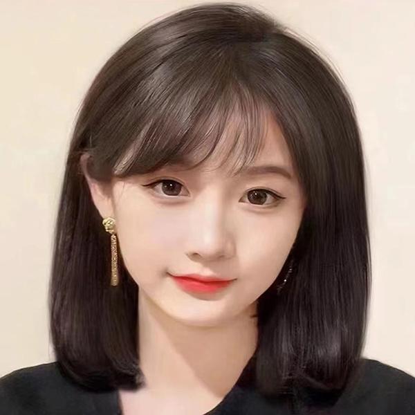 {35厘米锁骨发}轻薄刘海锁骨发减龄真发头套气质女士长款