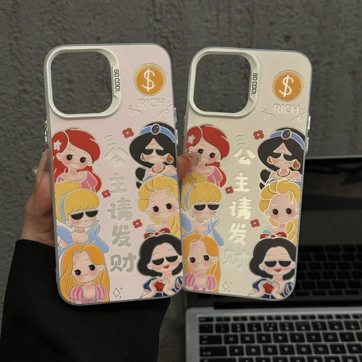 公主请发财彩银适用苹果16手机壳华为可爱vivo卡通小米oppo防摔