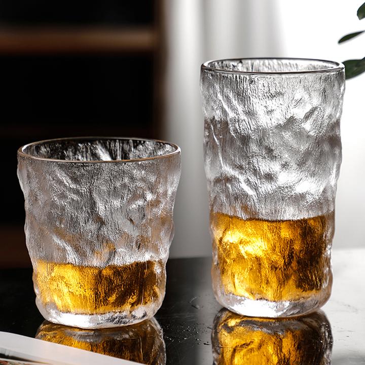 冷水杯冰川玻璃杯ins透明高颜值饮料杯水杯不耐热颜值水杯高低杯