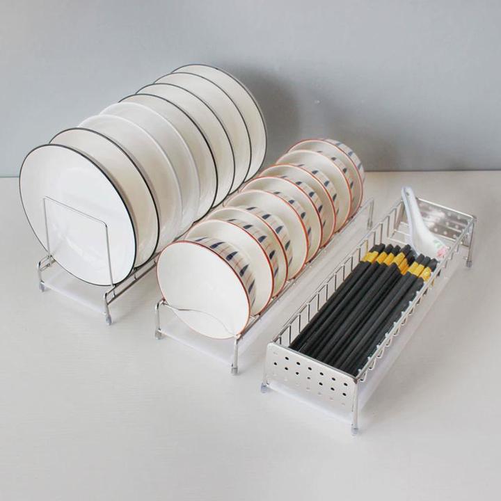 不锈钢柜内碗碟收纳架碗盘沥水厨房置物架抽屉分隔短款