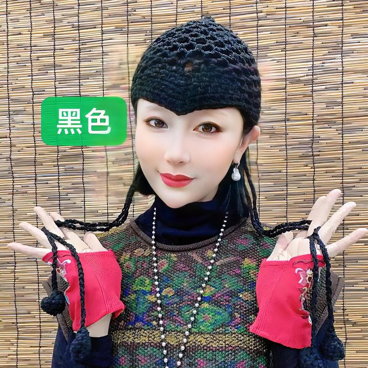 娜娜推荐款【杨丽萍同款纯手工编织钩织民族风美人尖流苏帽时尚款】