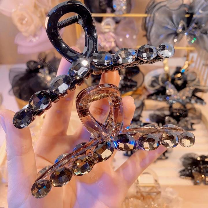 满钻茶色大号抓夹黑色半扎鲨鱼夹半扎盘发夹子马尾夹子发饰