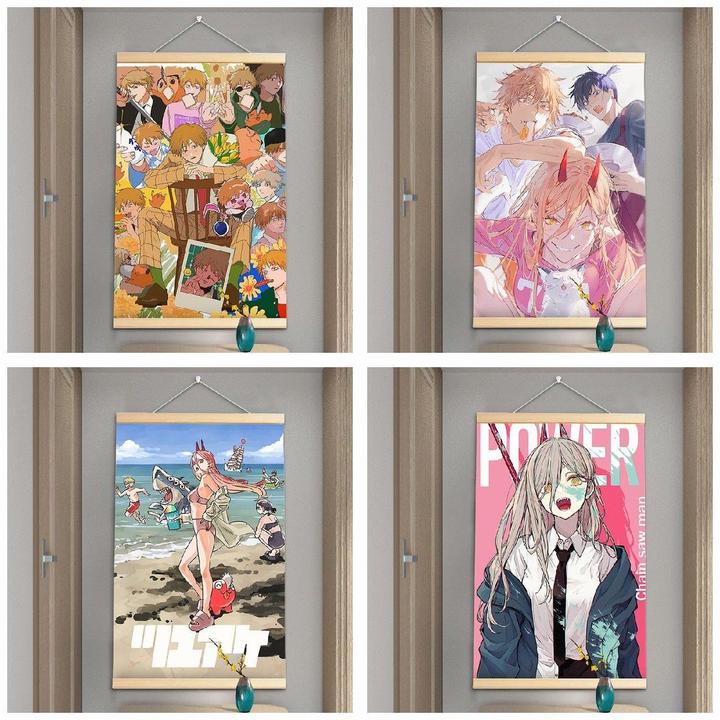 电锯人动漫二次元周边挂画玛奇玛电次帕瓦房间卧室装饰创意卷轴画