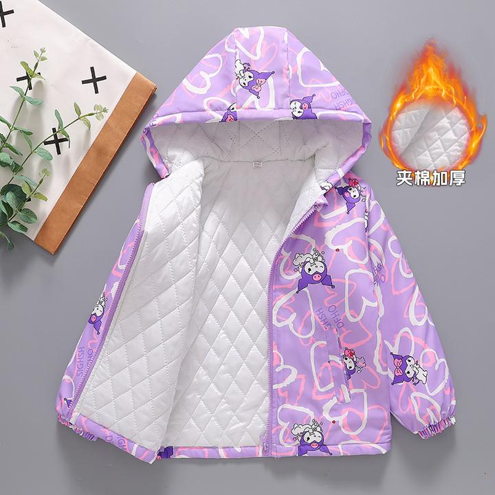 女童加厚秋冬季夹棉中厚棉服2025新款库洛米中小大童二棉春秋风衣