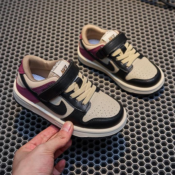 巴拉优选潮牌AJ童鞋女童真皮板鞋2025春季新款儿童透气运动鞋单