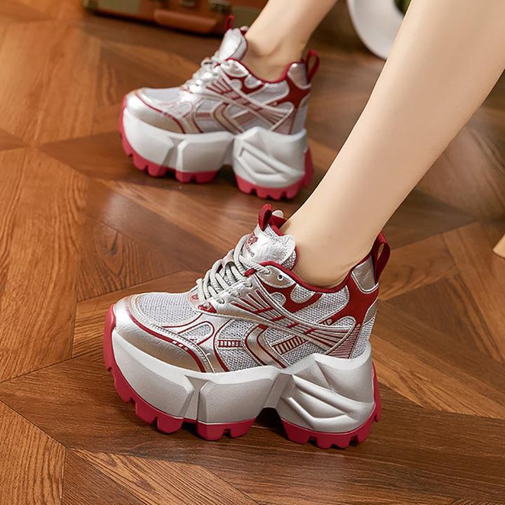 【增高10CM】厚底老爹鞋女2024秋冬新款银色小个子休闲女鞋子百搭