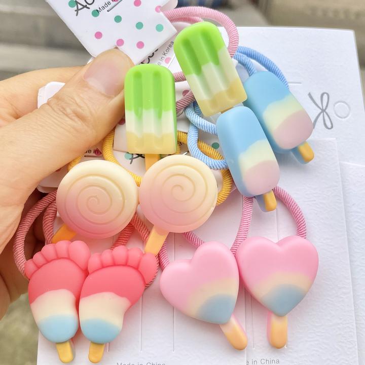 可爱饰品卡通皮筋女童头绳彩色爱心发圈糖果色宝宝弹力不伤发甜美