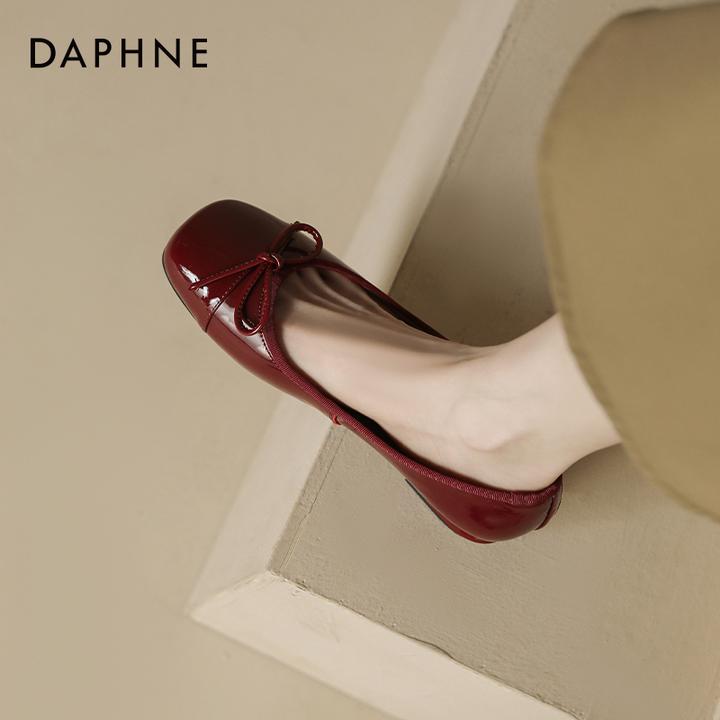 达芙妮晚晚鞋女2025新款春季浅口单鞋软底真皮豆豆鞋平底小皮鞋