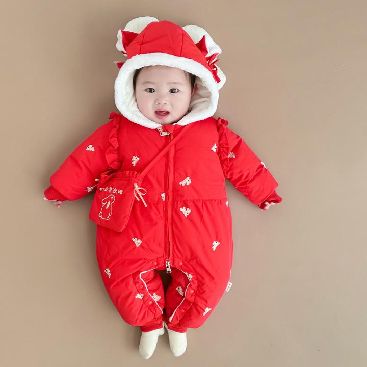新生婴儿衣服冬款宝宝连体衣套装加厚冬装棉服冬季外出包衣