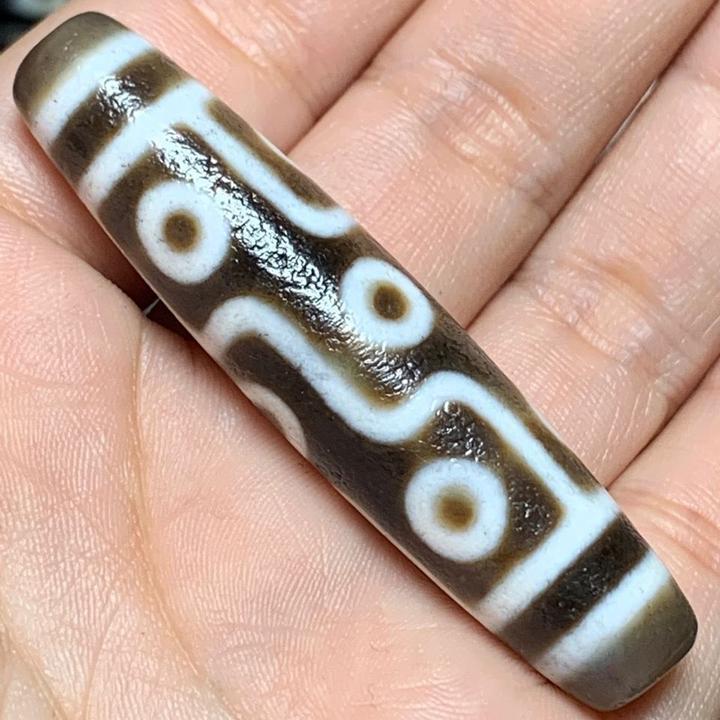 附证书藏传天然黑白九眼玛瑙吊坠挂件男女款马蹄纹包浆九眼吊坠