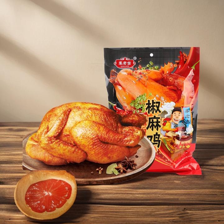 美味椒麻鸡德州特产500g手撕椒麻扒鸡整只五香卤味烧鸡肉真空即食
