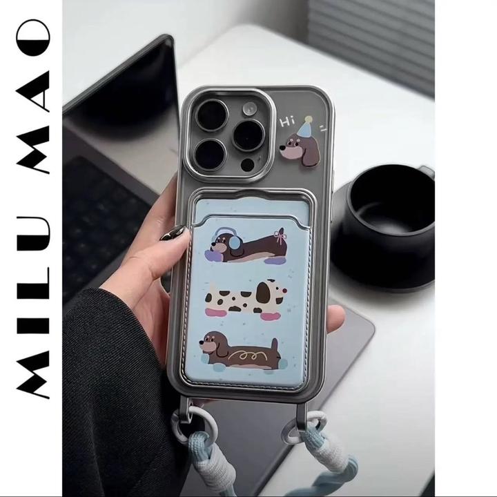 ins风三只透明电镀卡包苹果15promax手机壳iPhone14pro软壳13防摔