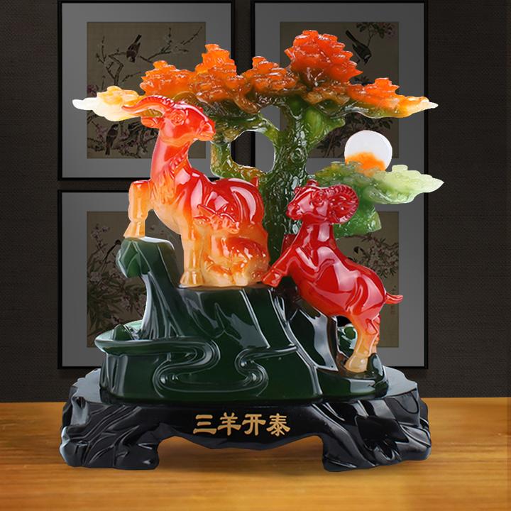 三阳开泰羊风水三羊办公室工艺品家居客厅电视柜摆件开业送礼高档