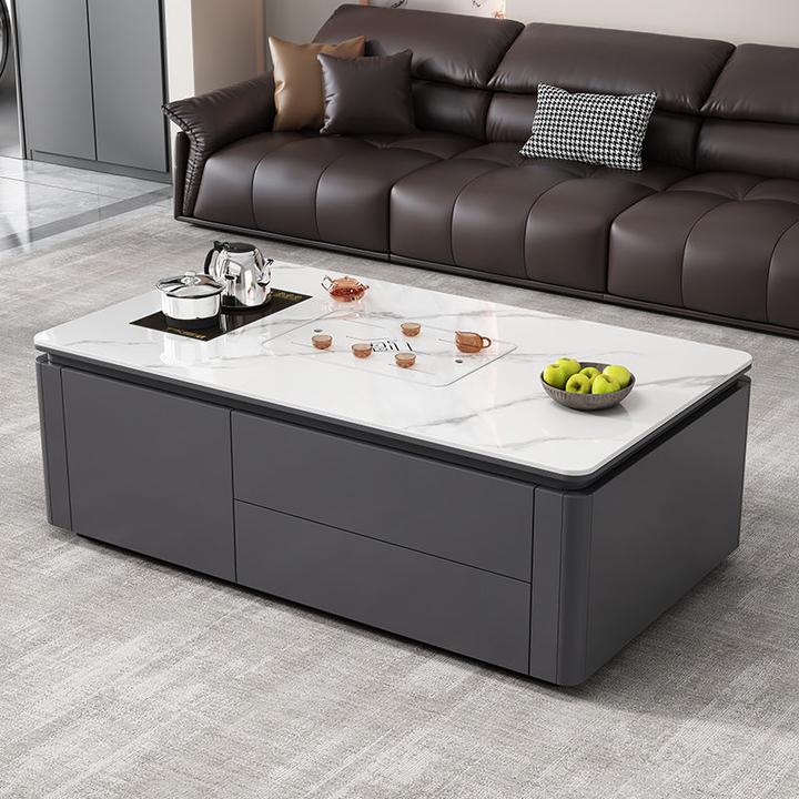 新款奶油家用客厅小户型多功能组合一体简约岩板现代功夫茶几泡茶