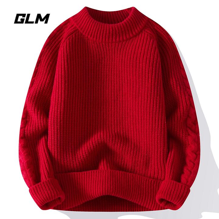 GLM除夕新年大红车厘子安哥拉红色本命蛇年春节保暖厚毛衣 男女