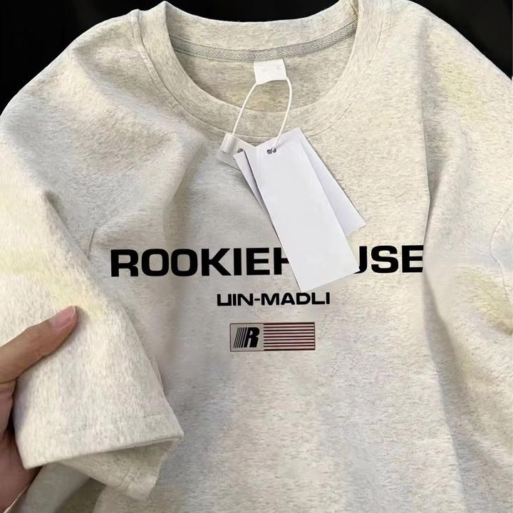 儿童100%纯棉美式复古字母印花短袖t恤男女童夏季高街宽松上衣ins