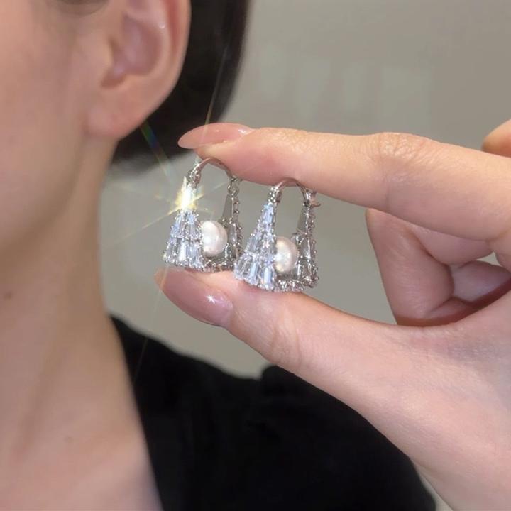 铜合金耳饰 i【星晴】精致轻奢简约百搭高级气质设计珠珠手提包耳扣